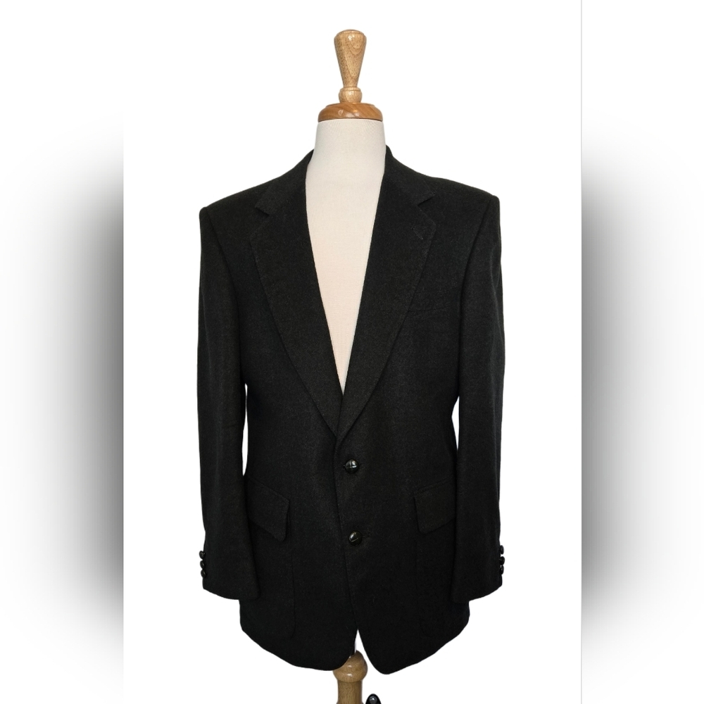 Vintage London Fog Camel Hair Wool Sport Coat Blazer Forest Green 44L Grad‎ Prom